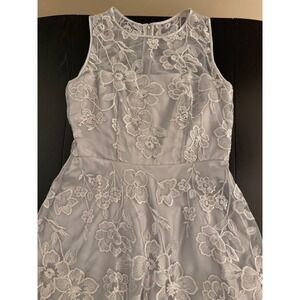 Tahari ASL Shimmer Evening Dress Gown Womens Size 14 Silver Maxi Wedding Prom